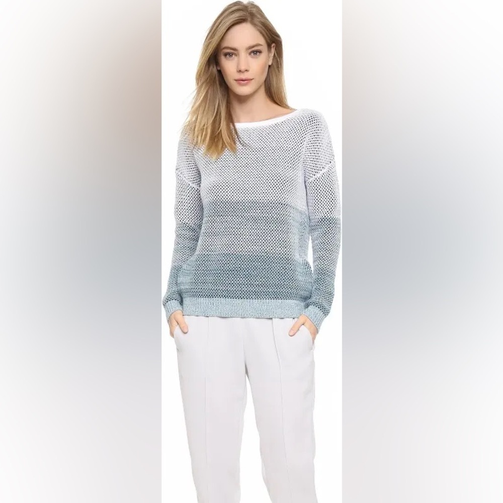 Vince Women's Ombré Drop Shoulder Gradient Sweater - Blue and White